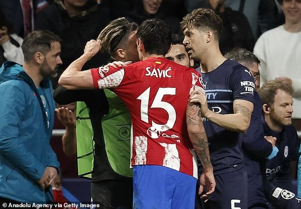 The Montenegrin defender pulled Jack Grealish's hair, then chased him down the tunnel