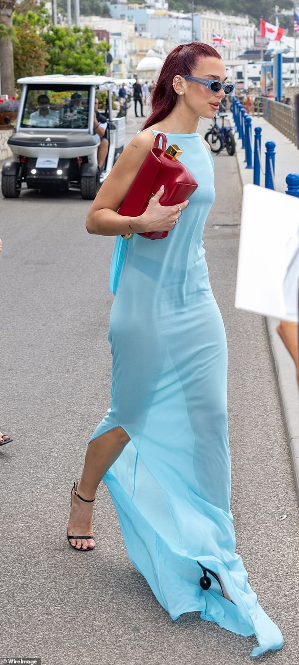 The singer, 28, who is currently gearing up to play Glastonbury, stunned in a semi-sheer gown