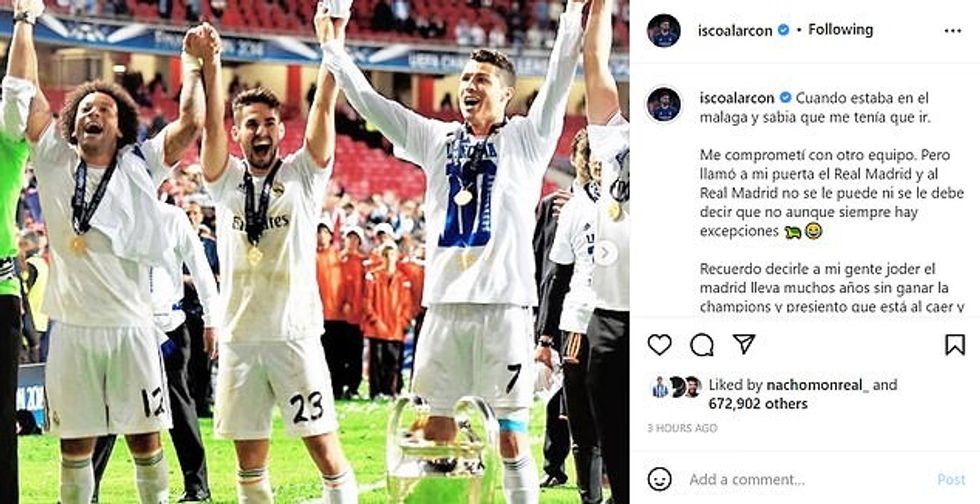 The Spaniard used a turtle emoji, in reference to Kylian Mbappe, in his farewell post