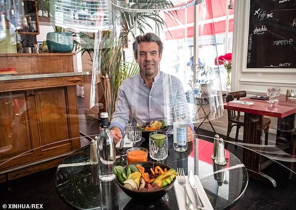 They've already received interest from France, Belgium, Canada, Japan and Argentina. Pictured, Mr Gernigon sits under his invention