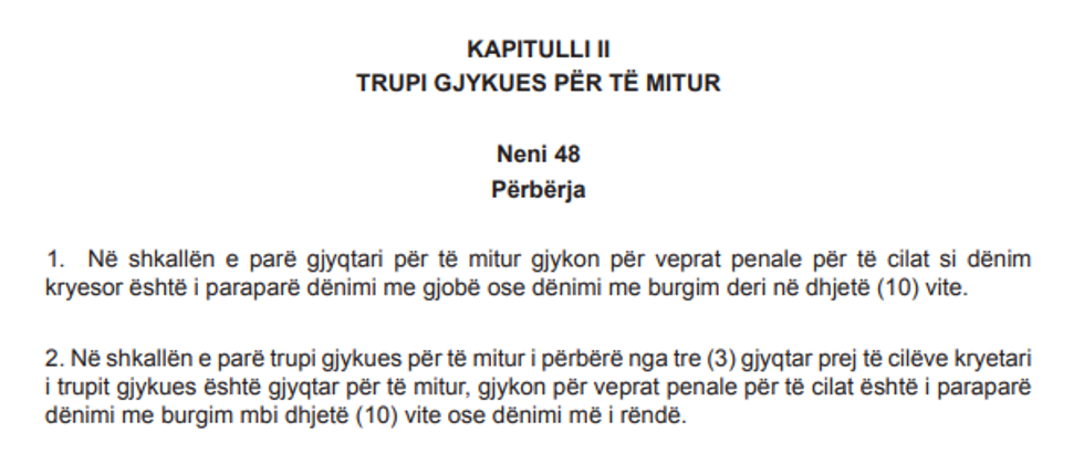 Trupi Gjykues per te mitur