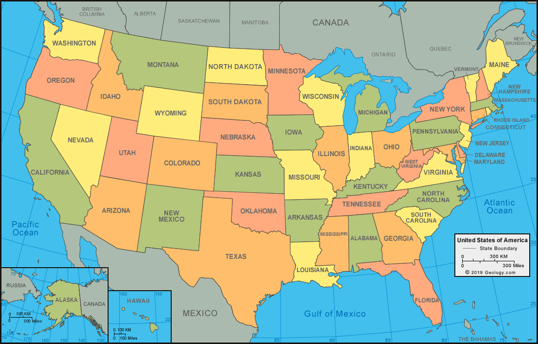 united states map with state names