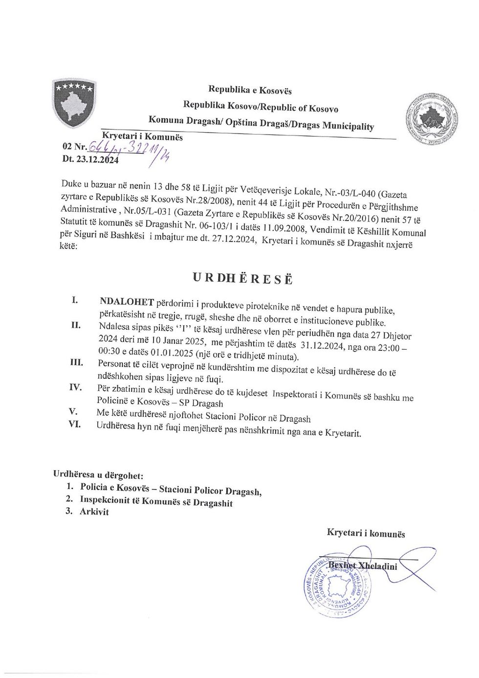 urdheresa dragash piroteknike