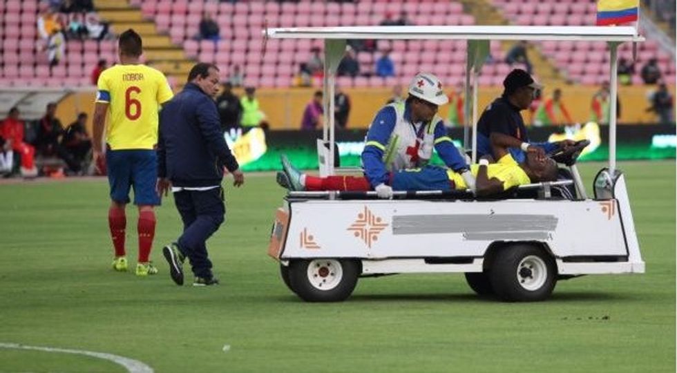 Valencia në momentin e lëndimit.