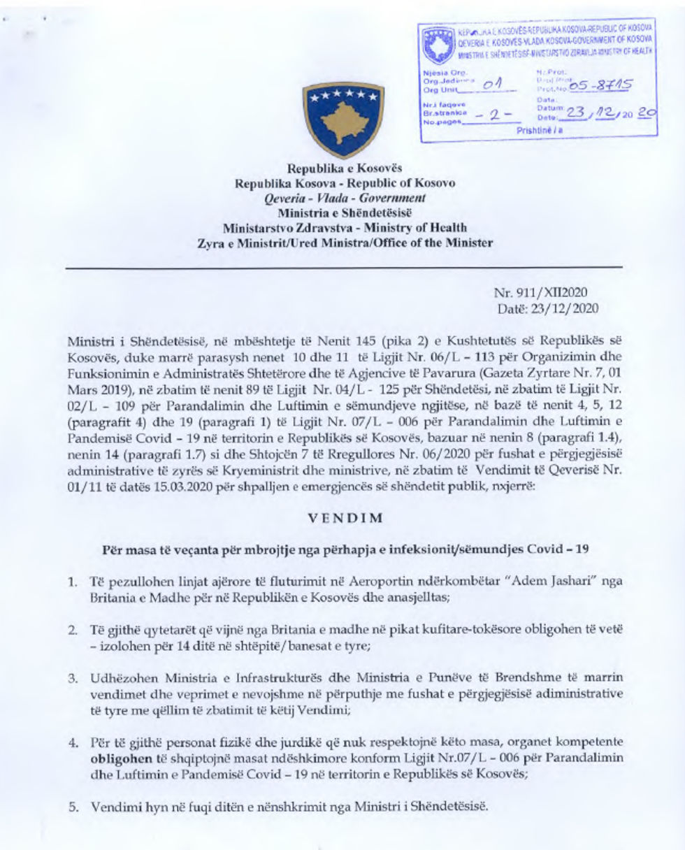 vendimi 23 dhjetor 2020
