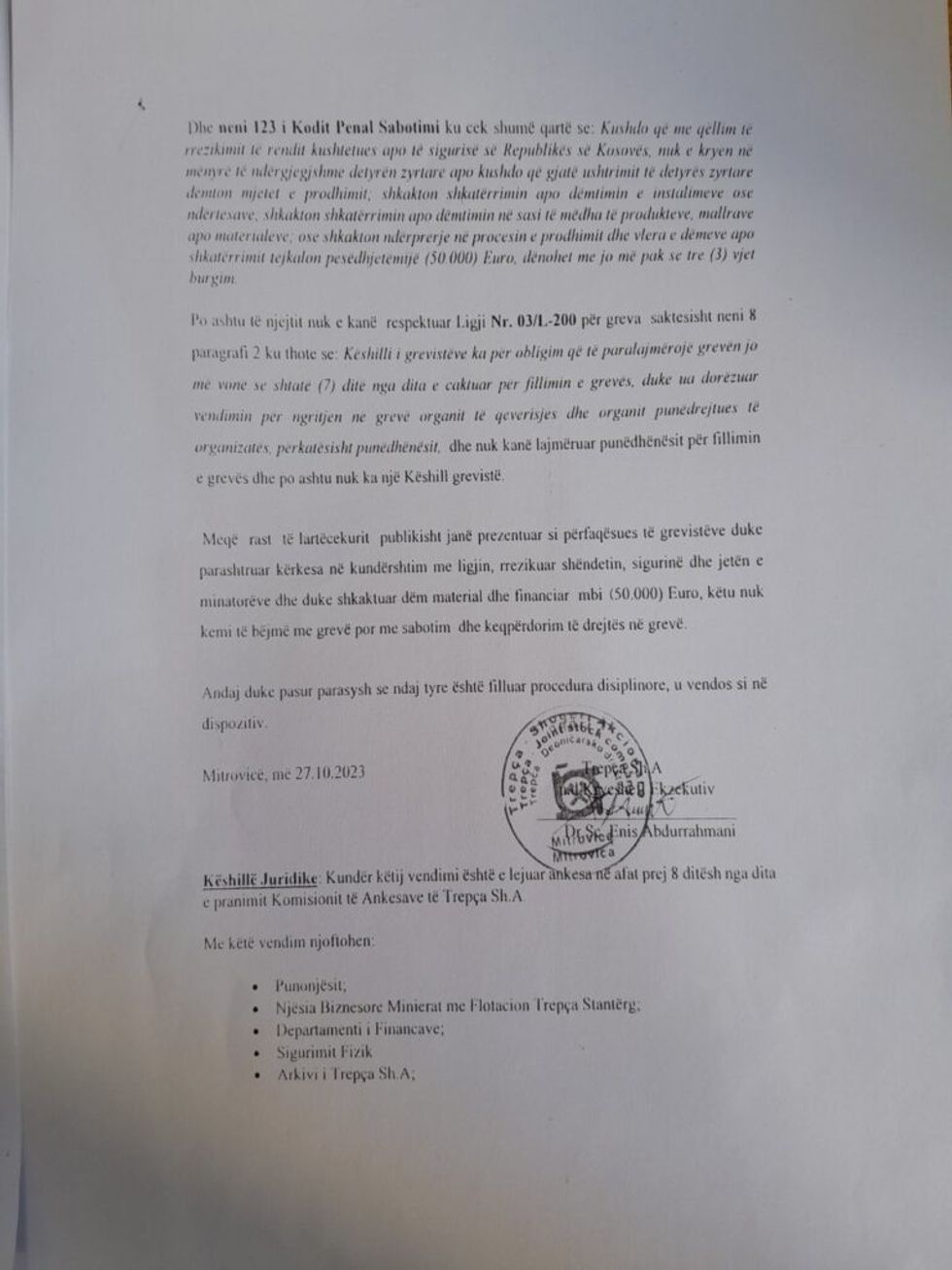 Vendimi i Kryeshefit Ekzekutiv te Trepces 2 1