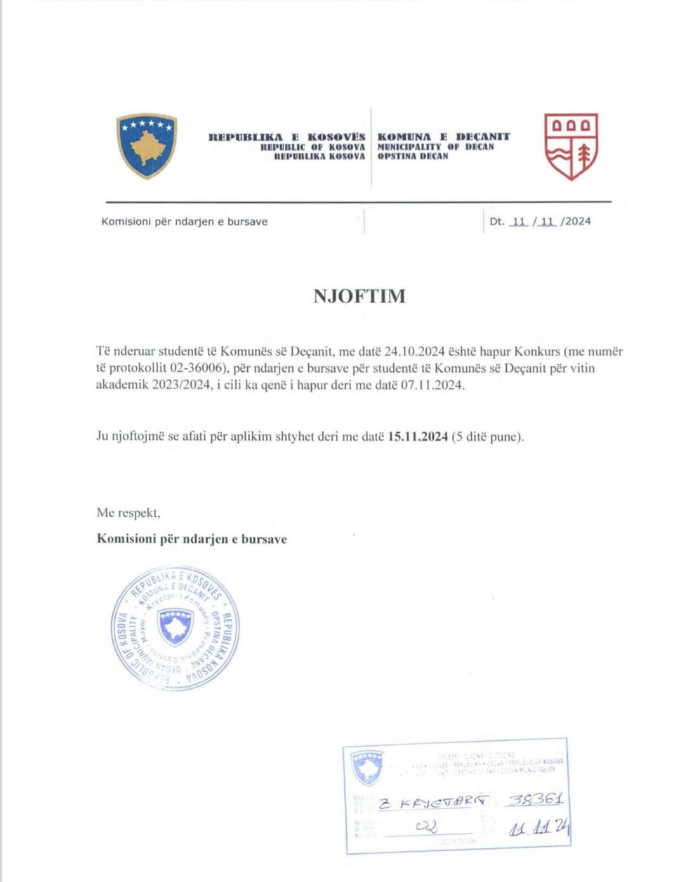 vendimi nga komuna e deqanit