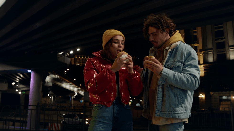 videoblocks cheerful couple taking selfie