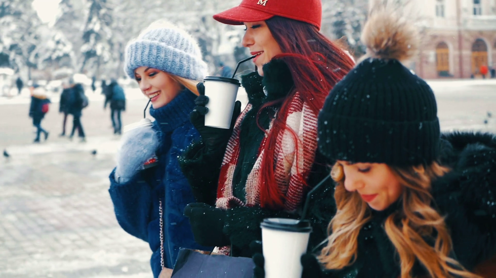 videoblocks outdoors of three young beautiful women