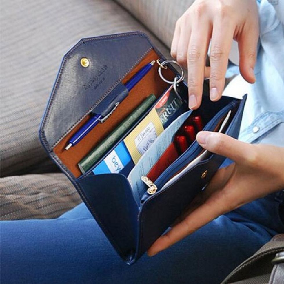 Vintage Multifunctional Women Wallet Clutch Bag Money Bag Purse Card Holder Dark Blue 2 nologo