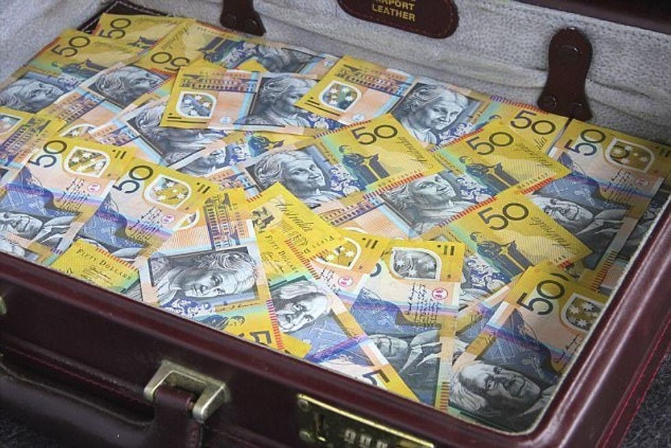 Vizitori harroi në muze valixhen me para foto 2