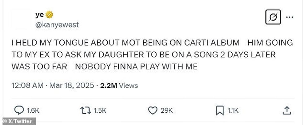 West tha se Playboy Carti nuk ishte në linjë për të shkuar pas shpine për të nënshkruar bashkëpunimin me North