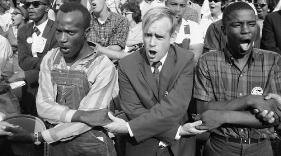 White Protesters Joined The March On Washington D.c. During The Civil Rights Movement, In August 1963