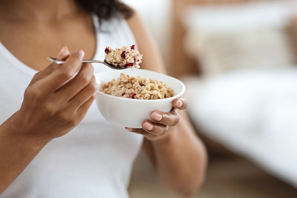 woman eating oatmeal