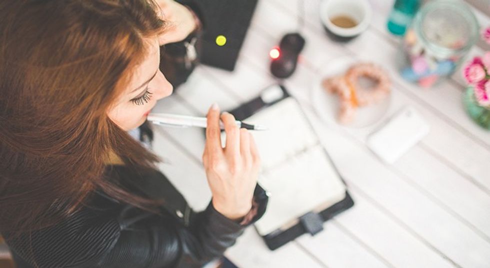 woman hand desk office