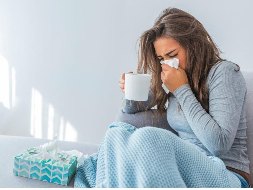 woman with flu