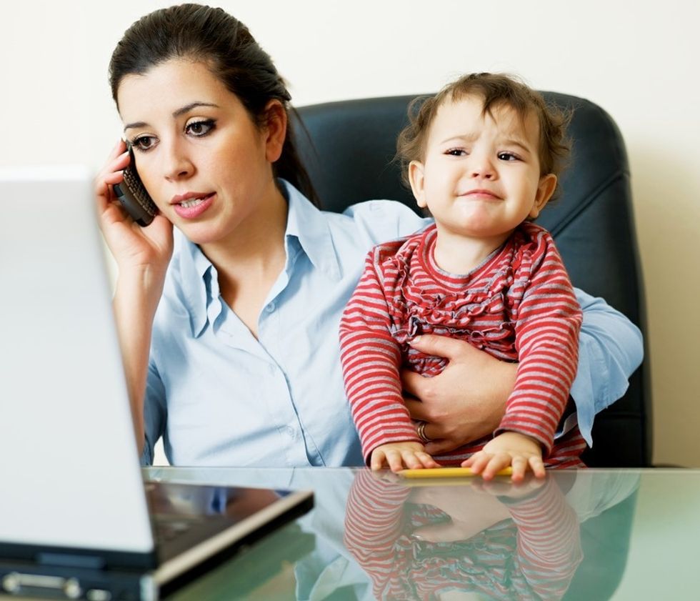 working mom and kid