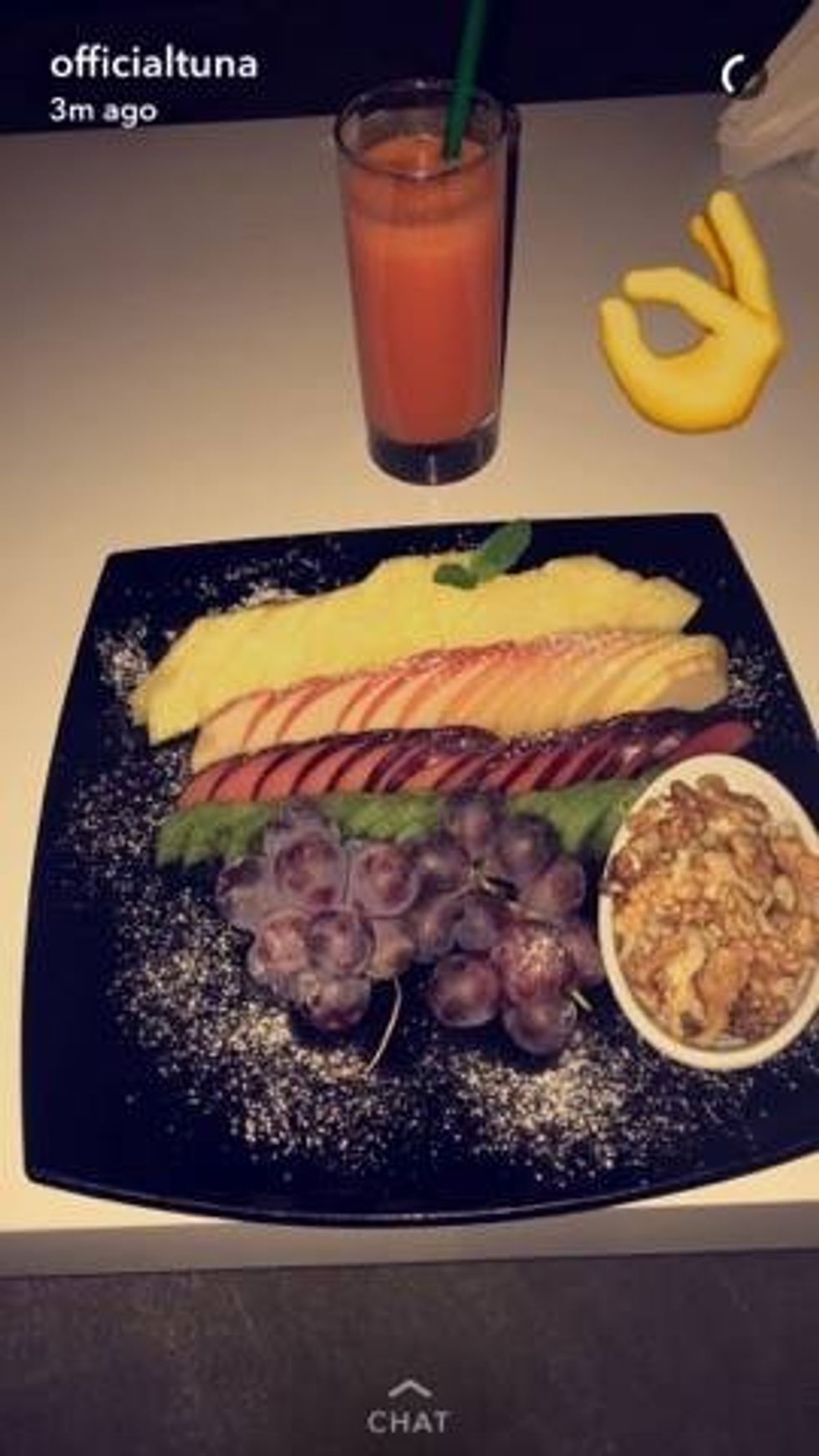 You are what you eat. Ky është parimi i Tunës. Foto: Snapchat