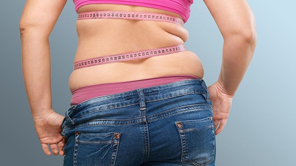 young overweight belly woman