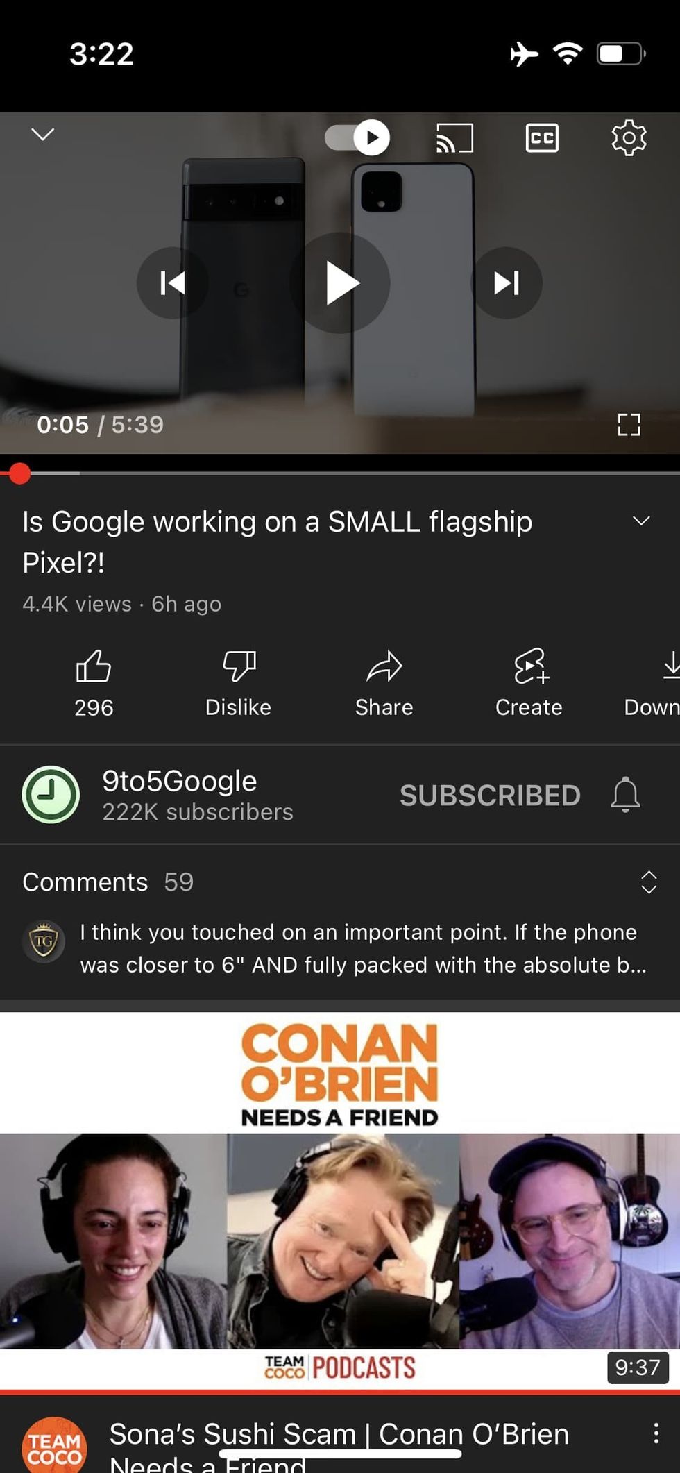 YouTube current video page iOS 1