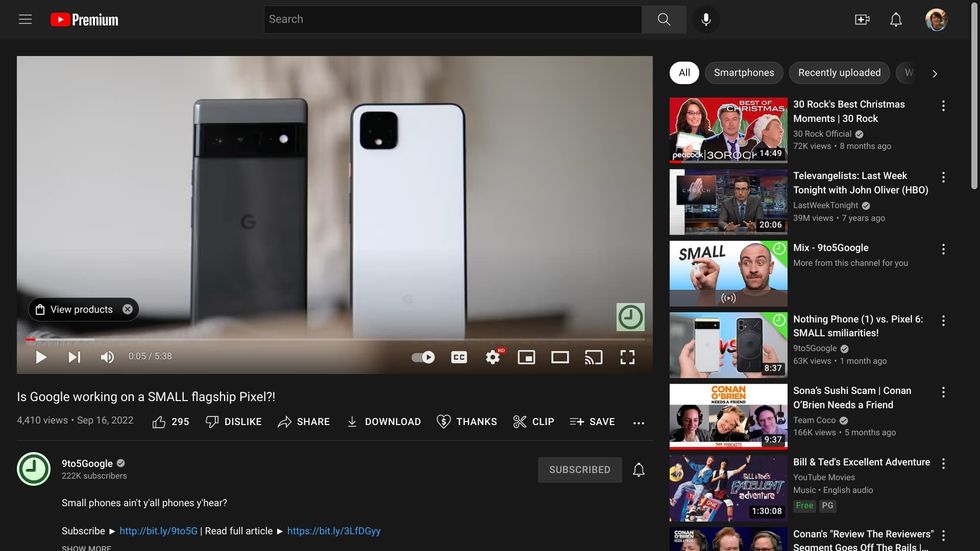 YouTube current video page web