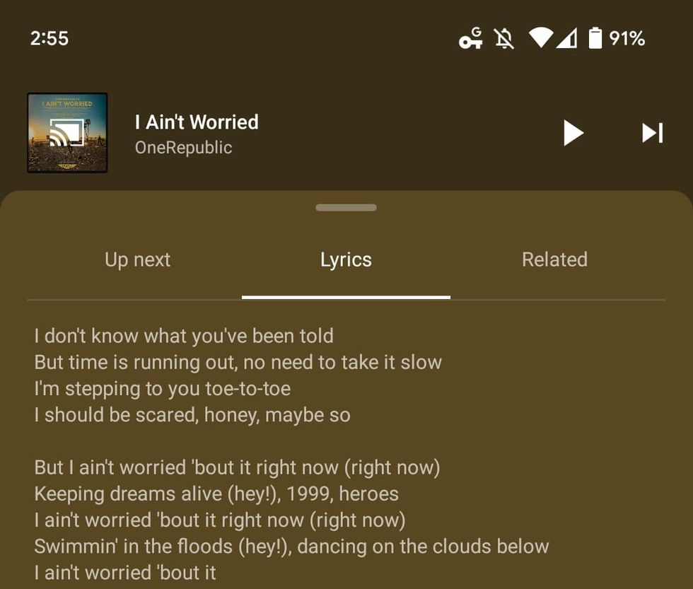 YouTube Music lyrics old