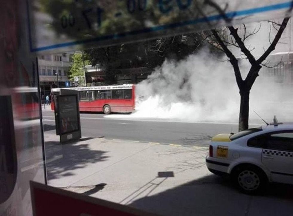 zjarr ne autobusin ne Shkup