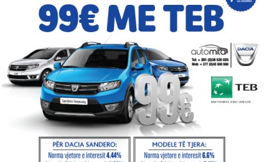 Merrni rrugëtime këtë vit me veturë të re DACIA për vetëm 99€ në muaj