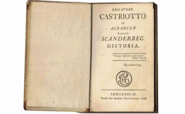 Një libër i vjetër për Skënderbeun në suedisht