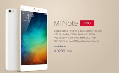 Xiaomi prezanton “bishën” Mi Note Pro