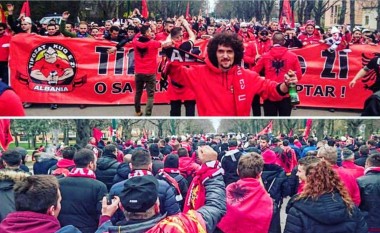 Tifozat Kuq e Zi nisen drejt stadiumit, rrugët e Austrisë si në Elbasan (Video)