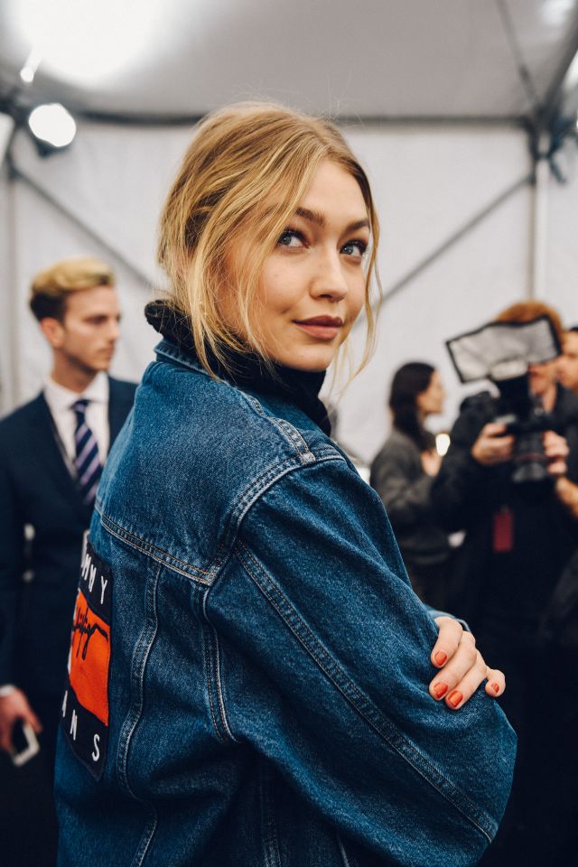NEW YORK, NY - FEBRUARY 15: (EDITORS NOTE: This image was processed using digital filters) Gigi Hadid backstage at the Tommy Hilfiger Women's Fall 2016 show during New York Fashion Week: The Shows at Park Avenue Armory on February 15, 2016 in New York City. (Photo by Grant Lamos IV/Getty Images for Tommy Hilfiger)