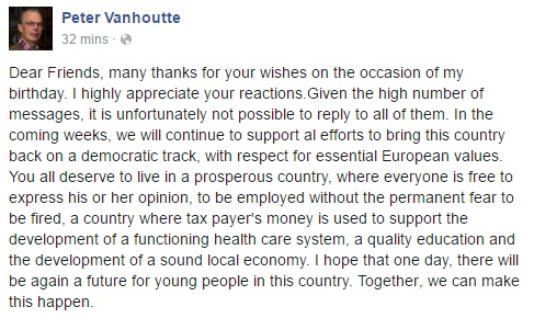 Peter Vanhoutte birthday post