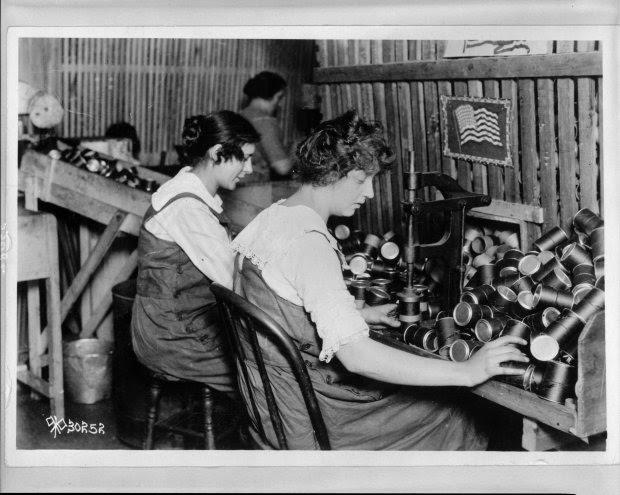 Women work in ordnance plants during World War I making fibre powder containers at W.C. Ritchie & Co. ib Chicago, Illinois, circa 1914-1918, in this Library of Congress handout photo. For women 100 years ago, opportunities to work beyond the home and take part in political life were very limited. As the 20th century progressed, hard-won progress included gradually improved voting rights, while the upheaval of war pushed doors ajar as women worked as part of the war effort. U.S. Library of Congress archive photos show women's workplaces ranging from a flour mill in England to a coal mine in Belgium or Lincoln Motor Co.'s welding department in Detroit. International Women's Day is celebrated on March 8. REUTERS/Library of Congress/Handout via Reuters SEARCH "THE WIDER IMAGE" FOR ALL STORIES ATTENTION EDITORS - THIS PICTURE WAS PROVIDED BY A THIRD PARTY. REUTERS IS UNABLE TO INDEPENDENTLY VERIFY THE AUTHENTICITY, CONTENT, LOCATION OR DATE OF THIS IMAGE. THIS PICTURE IS DISTRIBUTED EXACTLY AS RECEIVED BY REUTERS, AS A SERVICE TO CLIENTS. FOR EDITORIAL USE ONLY. NOT FOR SALE FOR MARKETING OR ADVERTISING CAMPAIGNS.