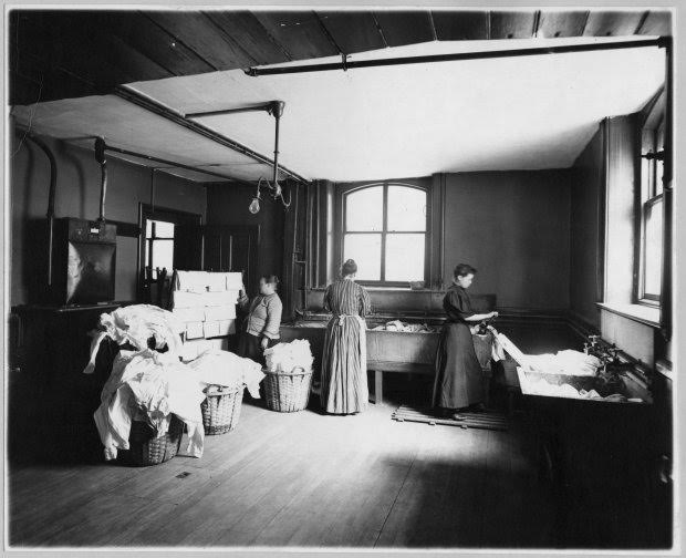Women work at a laundry, circa 1905, in this Library of Congress handout photo. For women 100 years ago, opportunities to work beyond the home and take part in political life were very limited. As the 20th century progressed, hard-won progress included gradually improved voting rights, while the upheaval of war pushed doors ajar as women worked as part of the war effort. U.S. Library of Congress archive photos show women's workplaces ranging from a flour mill in England to a coal mine in Belgium or Lincoln Motor Co.'s welding department in Detroit. International Women's Day is celebrated on March 8. REUTERS/Library of Congress/Handout via Reuters SEARCH "THE WIDER IMAGE" FOR ALL STORIES ATTENTION EDITORS - THIS PICTURE WAS PROVIDED BY A THIRD PARTY. REUTERS IS UNABLE TO INDEPENDENTLY VERIFY THE AUTHENTICITY, CONTENT, LOCATION OR DATE OF THIS IMAGE. THIS PICTURE IS DISTRIBUTED EXACTLY AS RECEIVED BY REUTERS, AS A SERVICE TO CLIENTS. FOR EDITORIAL USE ONLY. NOT FOR SALE FOR MARKETING OR ADVERTISING CAMPAIGNS.