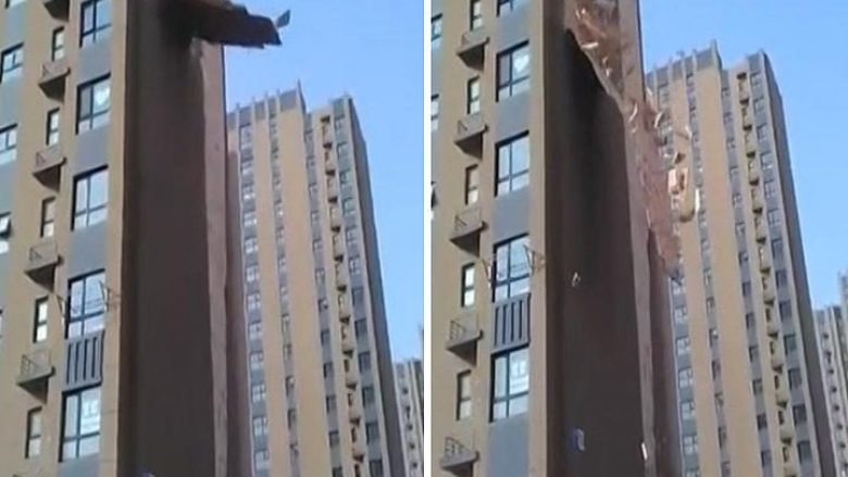 Shikoni se si bie fasada e një ndërtese në Kinë sikur të ishte letër (Video)