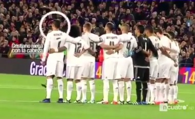 Reagimi i CR7 kur tifozët e Barcës kënduan kore kundër tij gjatë një minute heshtje për nder të Cruyff (Video)
