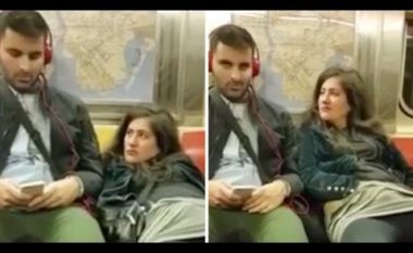 Femra filmohet duke masturbuar ndërsa s’ia ndanë sytë pasagjerit në tren (Video,+18)