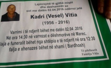 Vdiq veterani i UÇK-së, Kadri Vitia