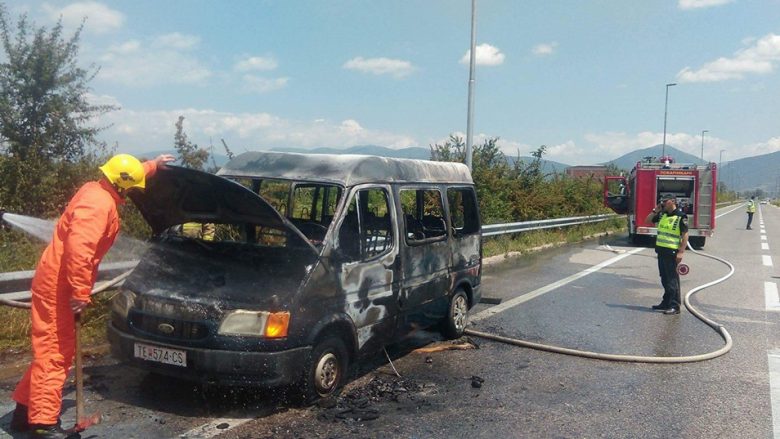 Shpërthen një furgon në hyrje të Tetovës (Foto/Video)