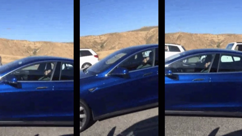 Derisa Tesla Model S vozitej vet, shoferi flinte i qetë (Video)