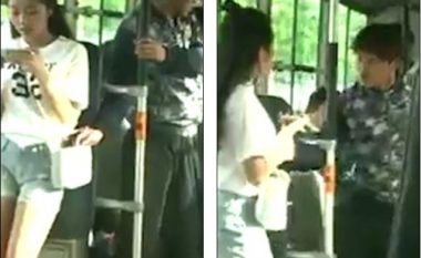 Shikoni se si kjo femër “neutralizon” hajnin i cili tenton t’i vjedh çantën në autobus (Video)