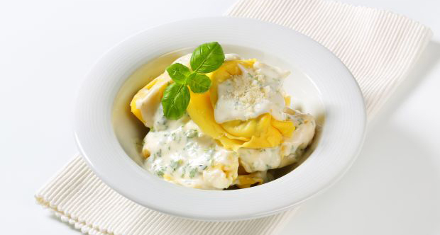 Spinach and ricotta stuffed pasta served with white cream sauce and grated Parmigiano, Image: 251788304, License: Rights-managed, Restrictions: , Model Release: no, Credit line: Profimedia, Digifoodstock