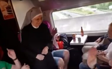 Shikoni çfarë i ndodh një motre nderi kur përfundon në vagonin e tifozëve të Irlandës (Video)
