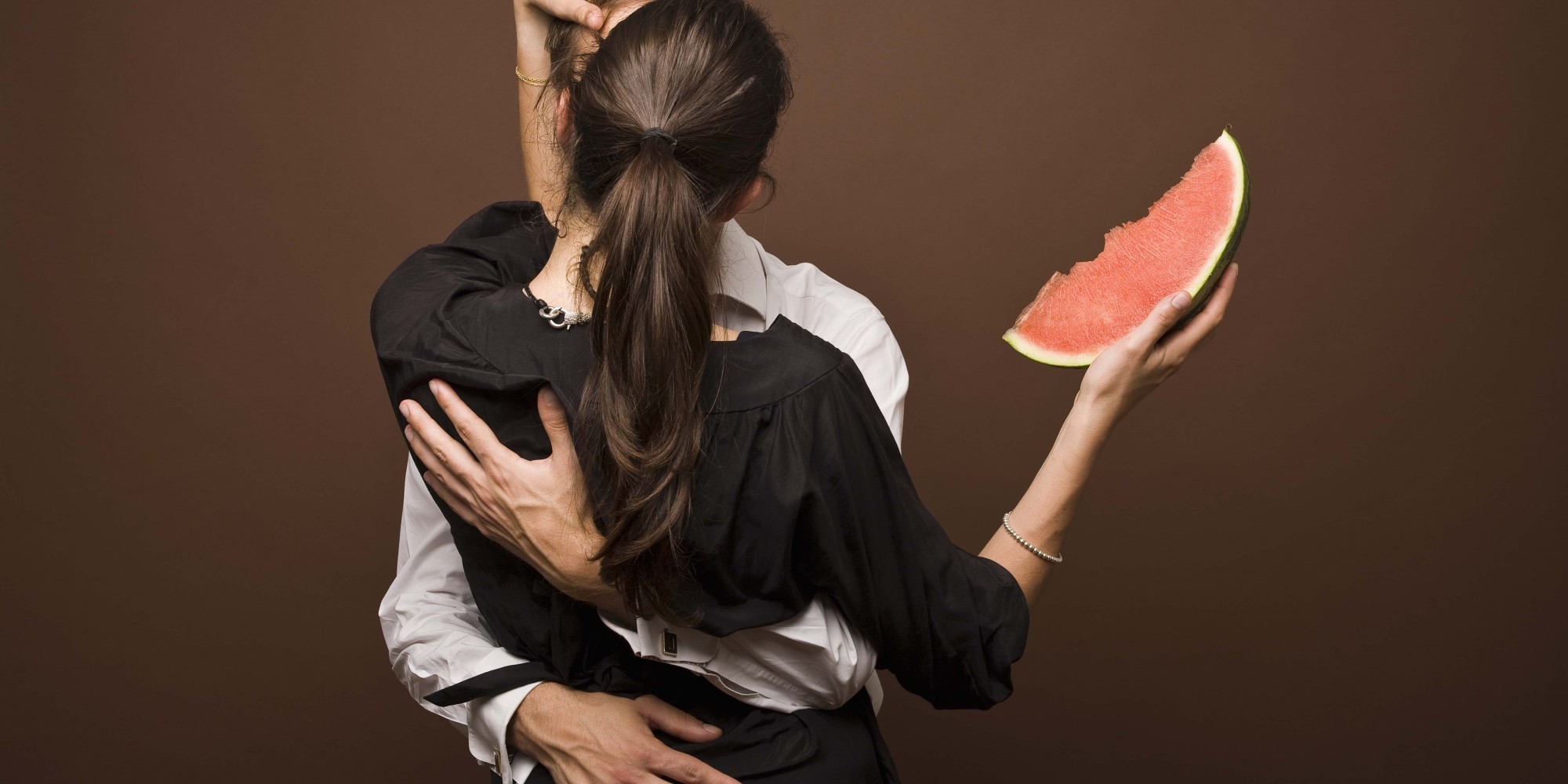 Couple with a watermelon