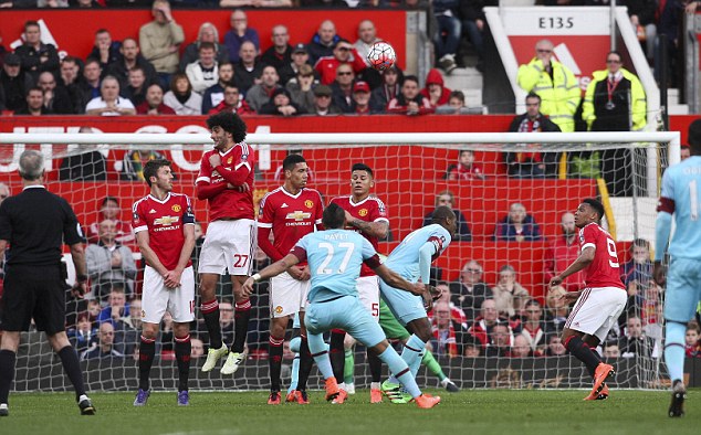 Mar 13th 2016 - Manchester, UK - MAN UTD V WEST HAM FA CUP -  West Ham Payet goal 0-1FA Cup PIcture by Ian Hodgson/Daily Mail