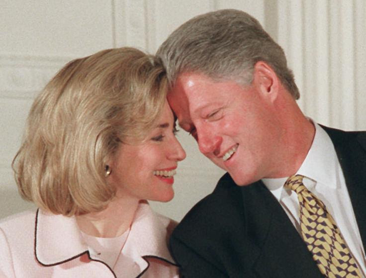 96 President Clinton and wife Hillary share a moment during an East Room ceremony at the White House Wednesday July 17, 1996 at an event sponsored by Friends of Art and Preservation in Embassies. (AP Photo/Ron Edmonds)