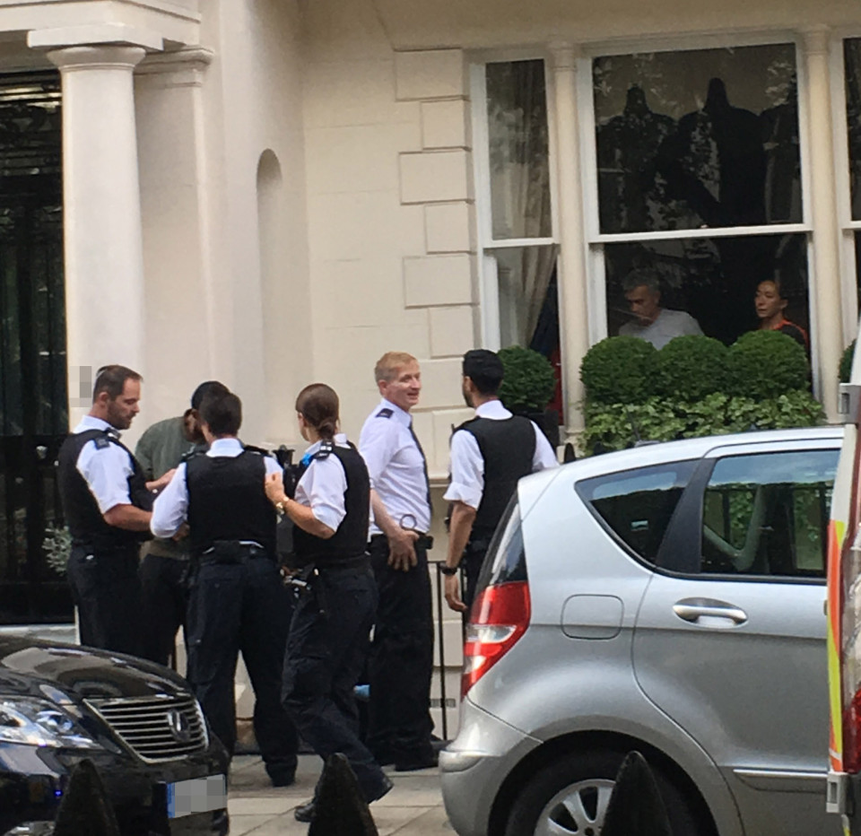SUN EXCLUSIVE £££ DEAL Police arrest intruder at Jose Mourinho London home House number and number plates blurred