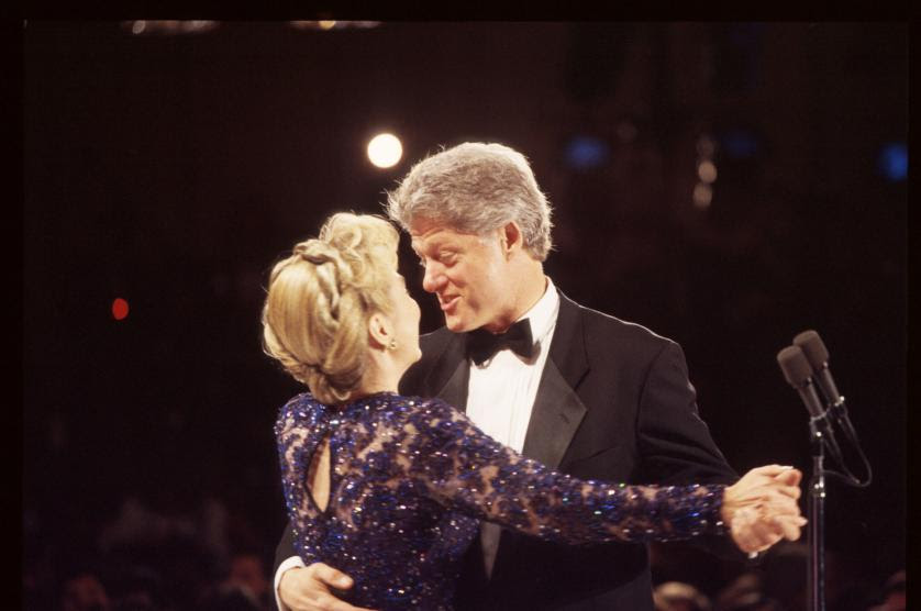 93 146225 06: (NO NEWSWEEK - NO USNEWS) Bill and Hillary Clinton dance on stage January 20, 1993 in Washington, DC. Eleven inaugural balls were held on the same evening in honor of President Clinton's election. (Photo by Diana Walker/Liaison)