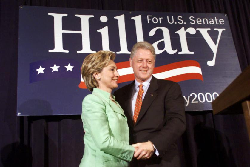 2000 President Clinton and  first lady Hillary Rodham Clinton embrace during the New York State Senate 2000 luncheon Saturday, July 29, 2000 in New York City. President and Hillary will be spending the night in their residence in Chappaqua, NY. (AP Photo/Pablo Martinez Monsivais)